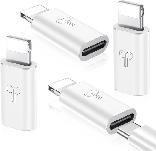 Temdan 4 Pack USB C to Lightning Adapter for iPhone 14 13 12 Pro Max/iPad Air/Airpods,Support Audio/OTG,20W PD Fast Charging,Lightning to Type C Charger Connector Cable,for iPhone 14 Accessories-White