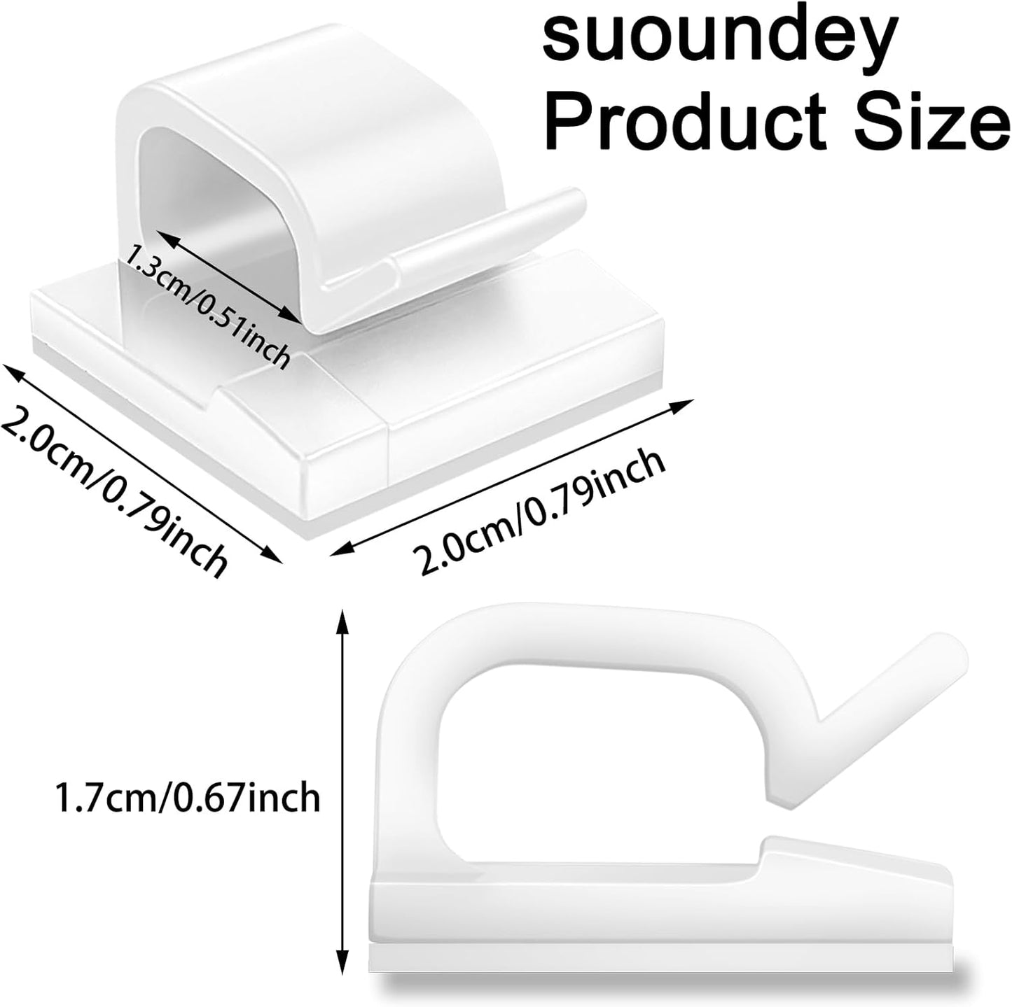 65 Pcs Cable Clips, Adhesive Cable Organizer Cord Holder Wire Clip Wire Management Self Adhesive Hooks Wire Holder for Office, Home(White, 65PCS-Large)