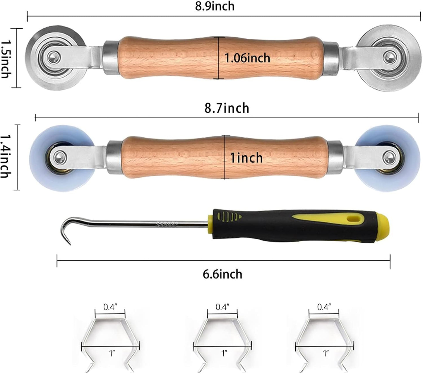 BAYTORY Upgrade Window Screen Repair Kit, Steel/Nylon Roller Tool with Bearing, Spline Removal Hook and 12Pcs Screen Clips Replacement for Installing Door Mesh Screens