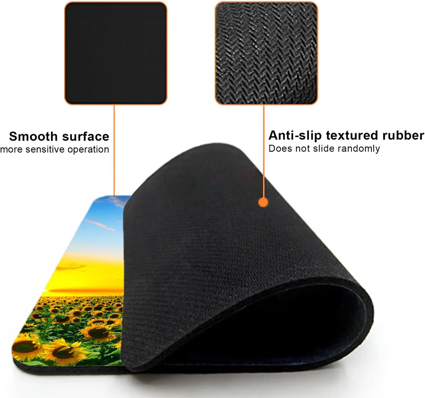 Mouse Pad, Beautiful Sunset Sunflower Mouse Pads for Desk, 9.5" x 7.9" Non-Slip Rubber Base Computer Mousepad with Women, Portable Square Design for Wireless Mouse and Pad Laptop Office & Travel