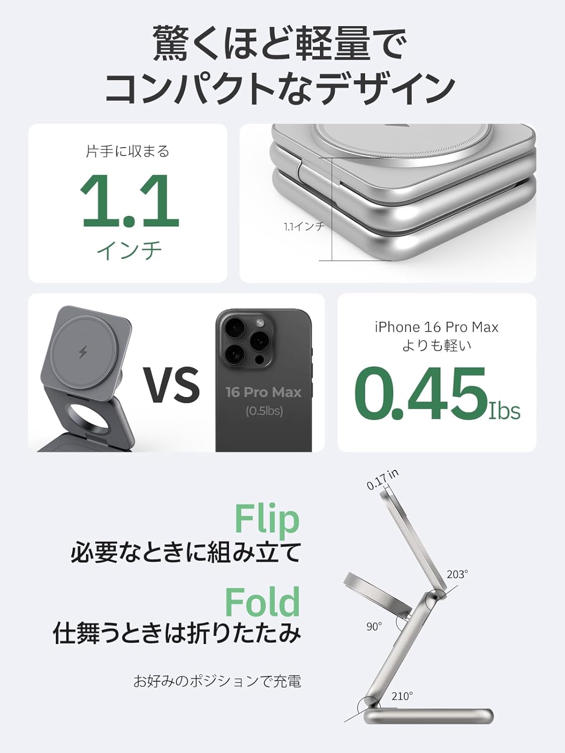 REDBEAN 3in1 Qi2 Wireless Charging Station, Mag-Safe Charger Stand Compatible with iPhone, Apple Watch & AirPods, 25W Foldable Fast Charging Dock, Aluminum Alloy for Multiple Devices, SpaceGray