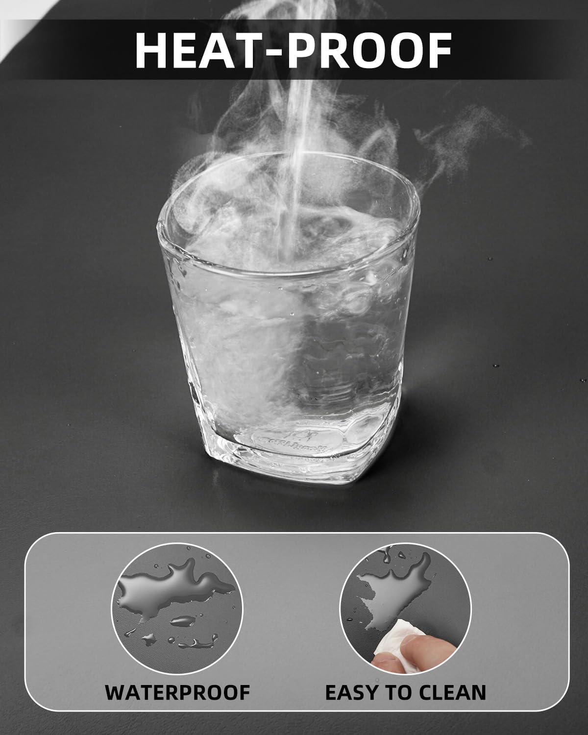 Leather Desk Pad Protector,Large Desk Mat, Mouse Pad, Non-Slip PU Leather Desk Blotter, Laptop Computer Desk Keyboard Mat, Waterproof Desk Writing Pad for Office/Home (Black, 48" x 17")