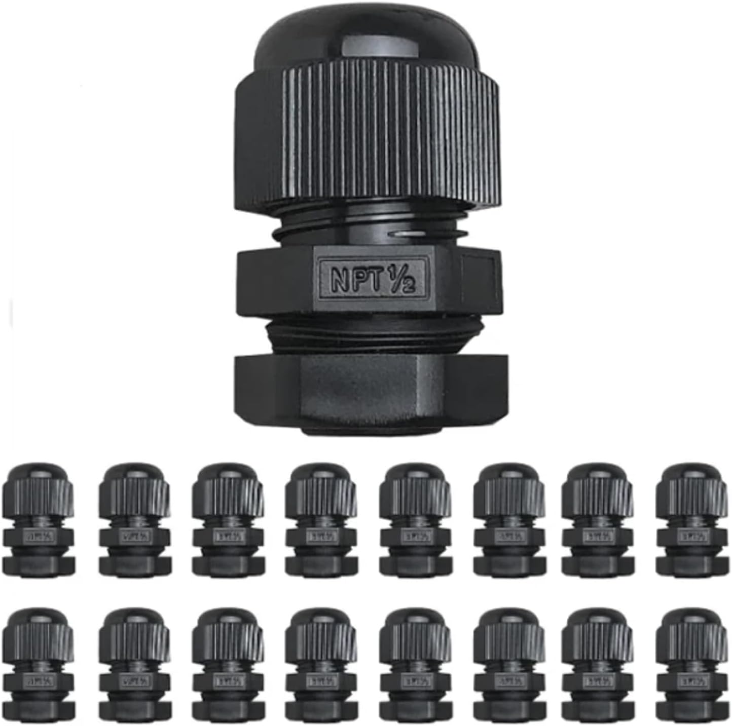 PENGLIN NPT 1/2 Nylon Cable Connector,IP68 Waterproof Strain Relief Cord Adjustable Connector With Gaskets for Electrical Box (1/2 Inch (100 PCS))
