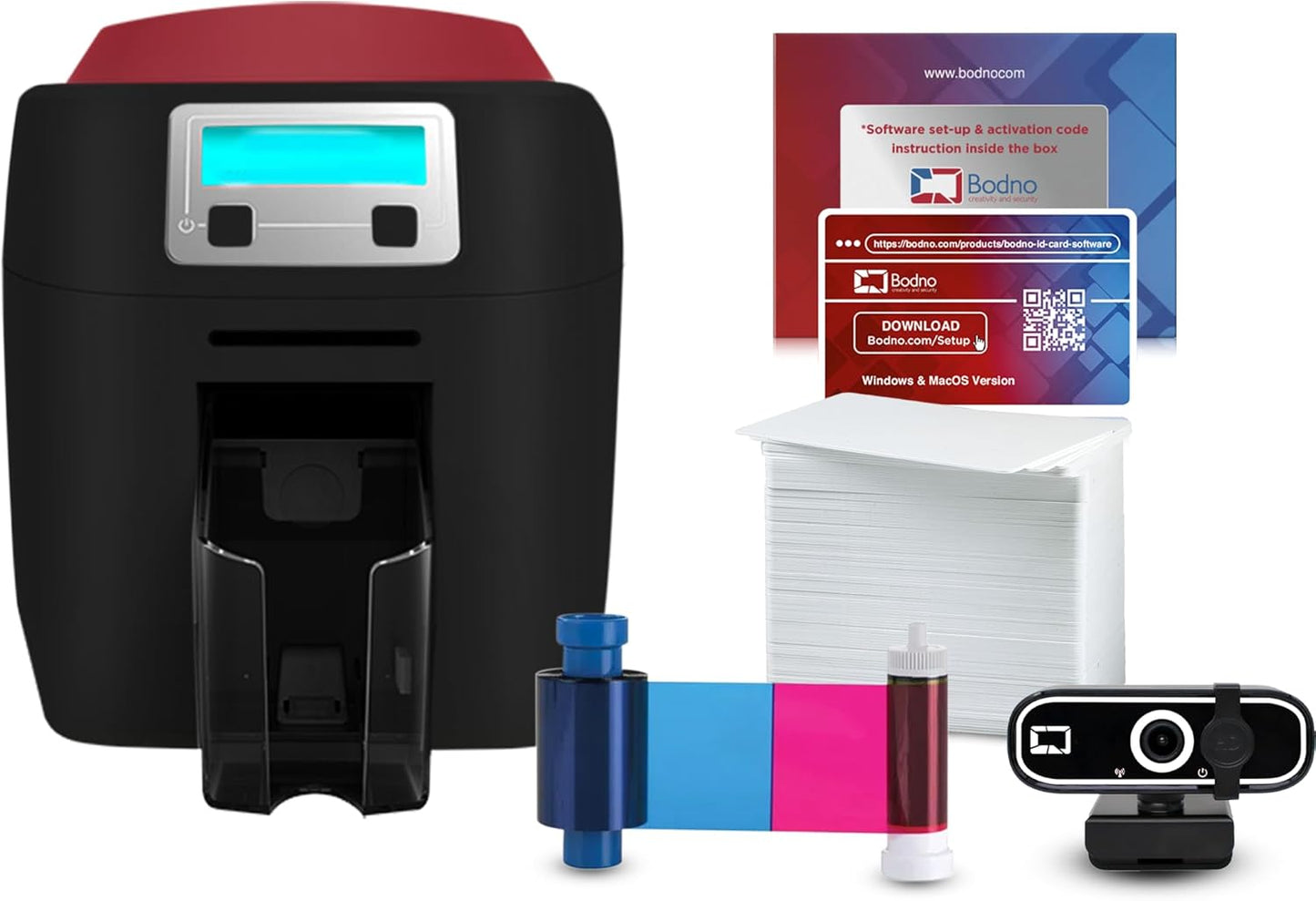 Bodno Magicard 400X Dual Sided ID Card Printer & Complete Supplies Package ID Software - Gold Edition