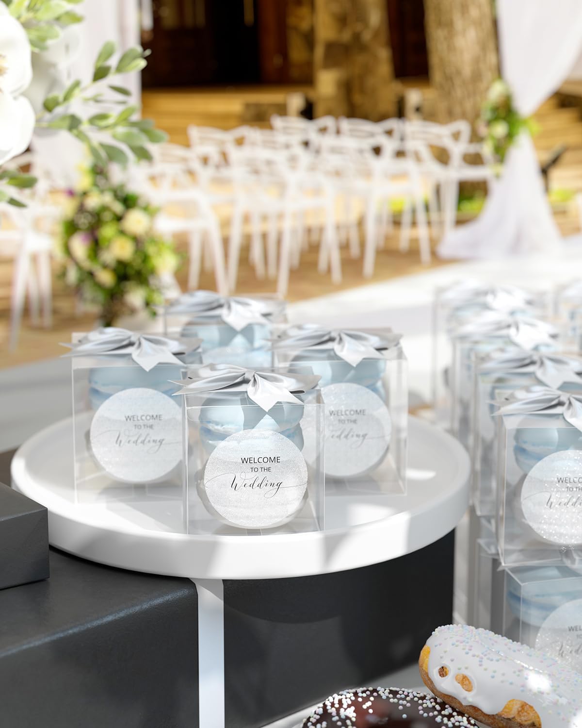 MUNBYN 2 Inch (50.8mmx50.8mm) Silver Fine Glitter Thermal Labels, Round Thermal Printer Stickers for Small Businesses, 500 Labels/1 Roll