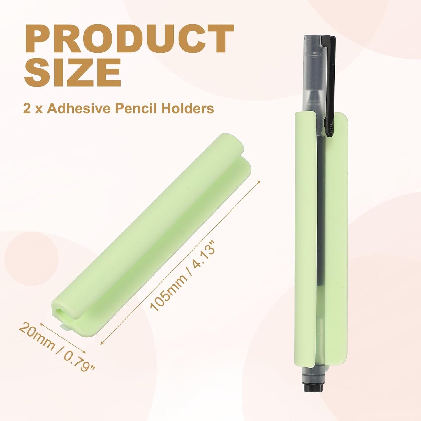 PATIKIL 2 Pcs Adhesive Pencil Holders, 105mm Long Universal Pencil Clip Silicone Pen Holder Office Pen Organizer for Desk Wall Clipboard Notebook Tablet Case Stylus, Green