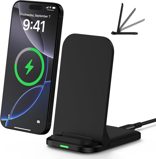 Wireless Fast Charger Stand Foldable Samsung Wireless Charger Fast Charging Station Android Phone Charger Stand for Samsung Galaxy S25 Edge S25 Ultra S25 S24 S23 S22 S21,iPhone 16e 16 Pro Max 15 14 13