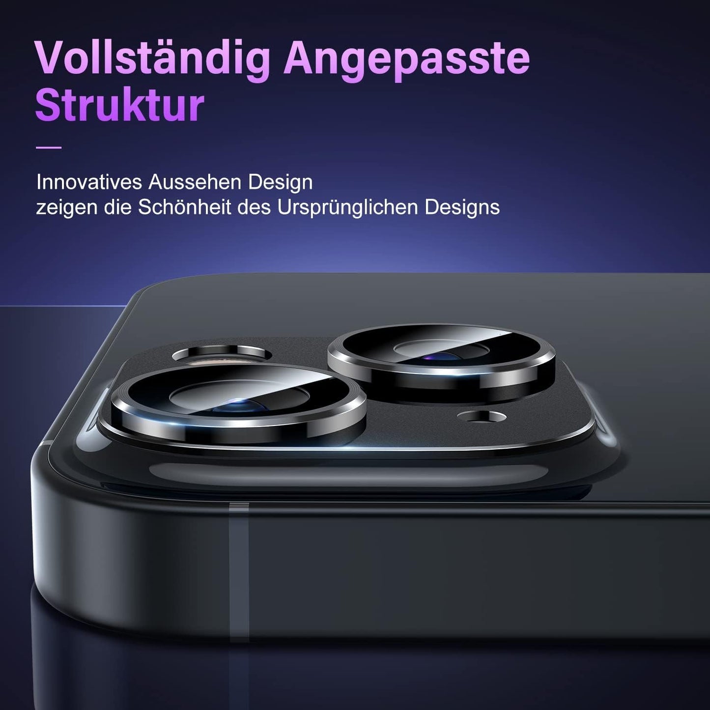 Uyiton for iPhone 14 /iPhone 14 Plus Camera Lens Protector, [Not for iPhone 14 Pro/14 Pro Max][Drop Protection] 9H Tempered Glass Camera Cover Screen Metal Ring Case Friendly Scratch Resistant - Black