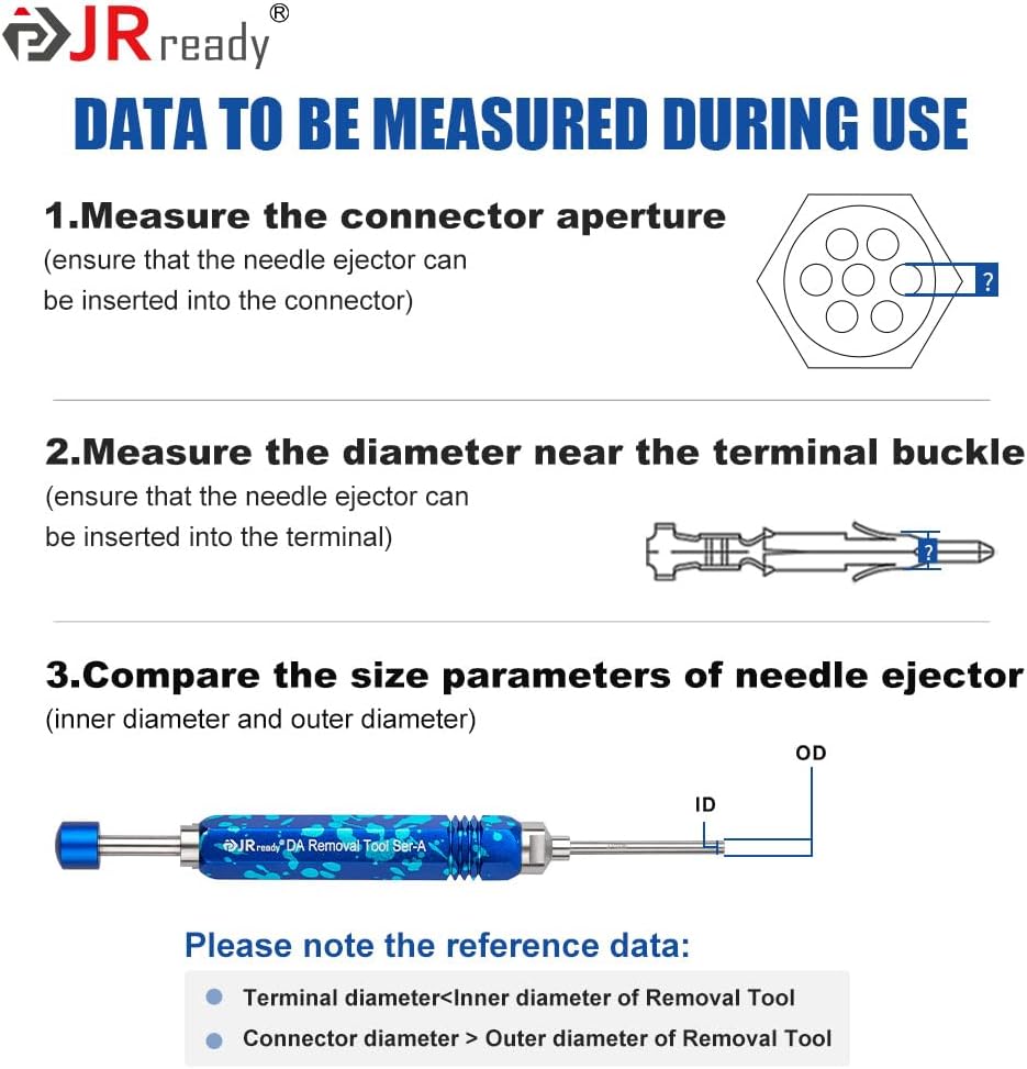 JRready ST5289 Tube Type Ejector Rod Contact Pin Extraction Tool for Molex .062" & .093”/HARTING/TE Heavy Duty/Weather Pack/AMP 4.2/6.35/2.13/CPC/RT360 Contacts, Terminal Insertion Toolsl, 9PCS