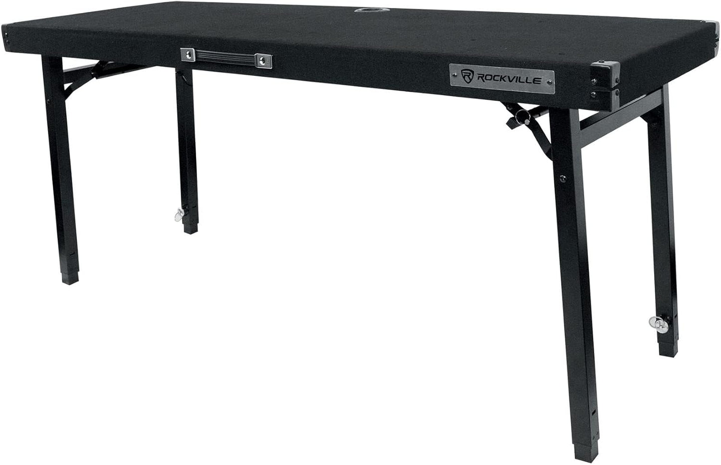 Rockville RTBL4 Adjustable Height DJ Table Folding Legs 20x60 Inch, Portable, Non-Slip Surface, Carry Bag Included, for Mobile DJs and Event Performers