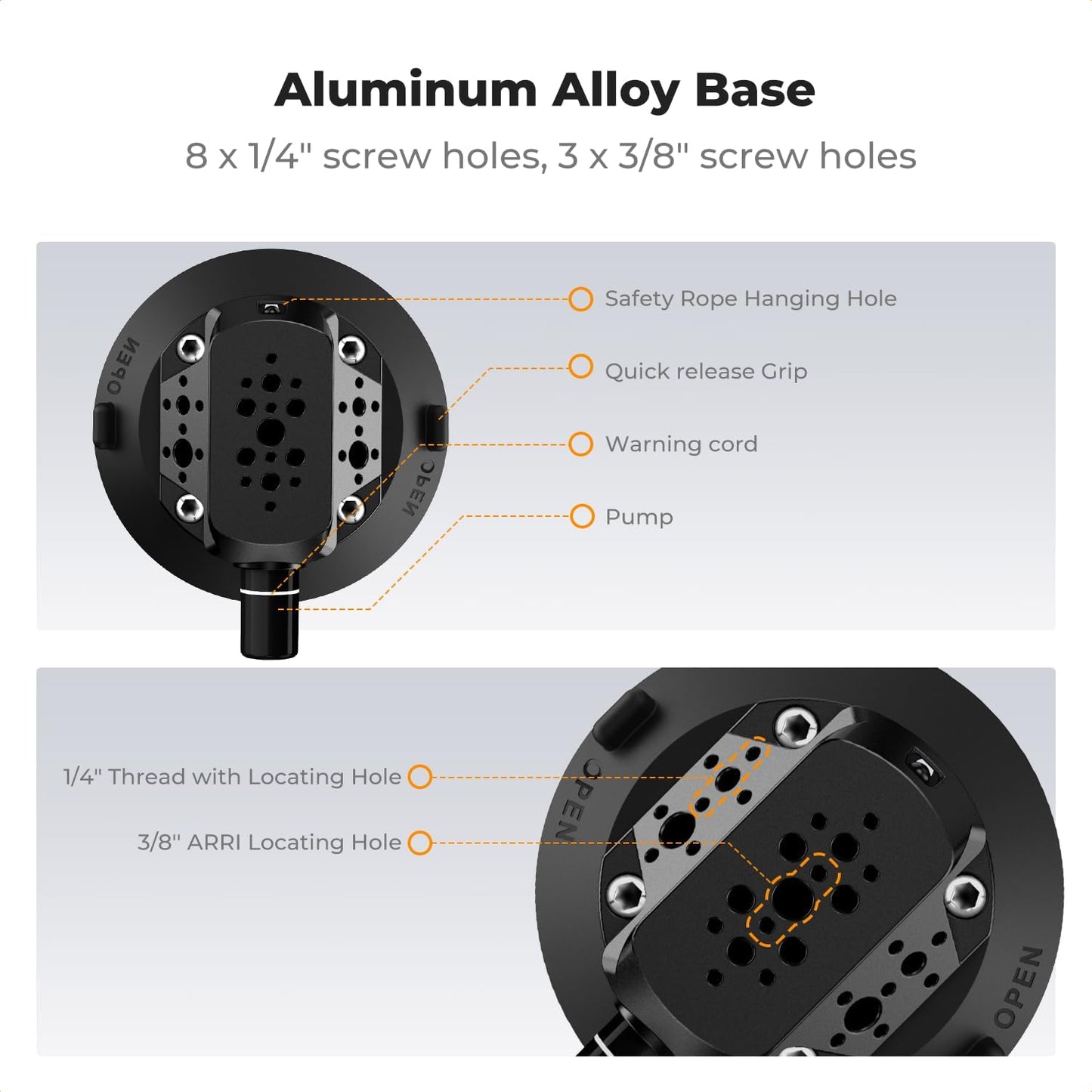 K&F CONCEPT 4.5" Suction Cup Camera Mount with Magic Arm, ARRI Style 1/4" 3/8" Threads, Quick Release Car Mount Compatible with Gopro DJI Insta360 for DSLR Action Camera Phone Video Shooting