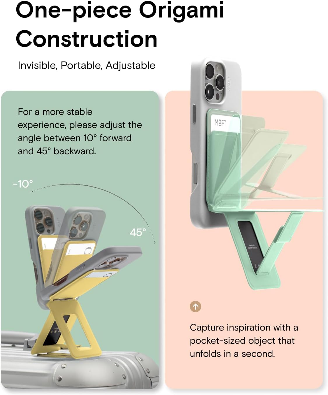 MOFT Phone Tripod Wallet for iPhone, Mulit-Angles, Lightweight & Portable Phone Stand, MOVAS Vegan Leather Magnetic Wallet, Strong Magnets, NFC Card Holder,Travel Essential, Blush (with Card Slot)