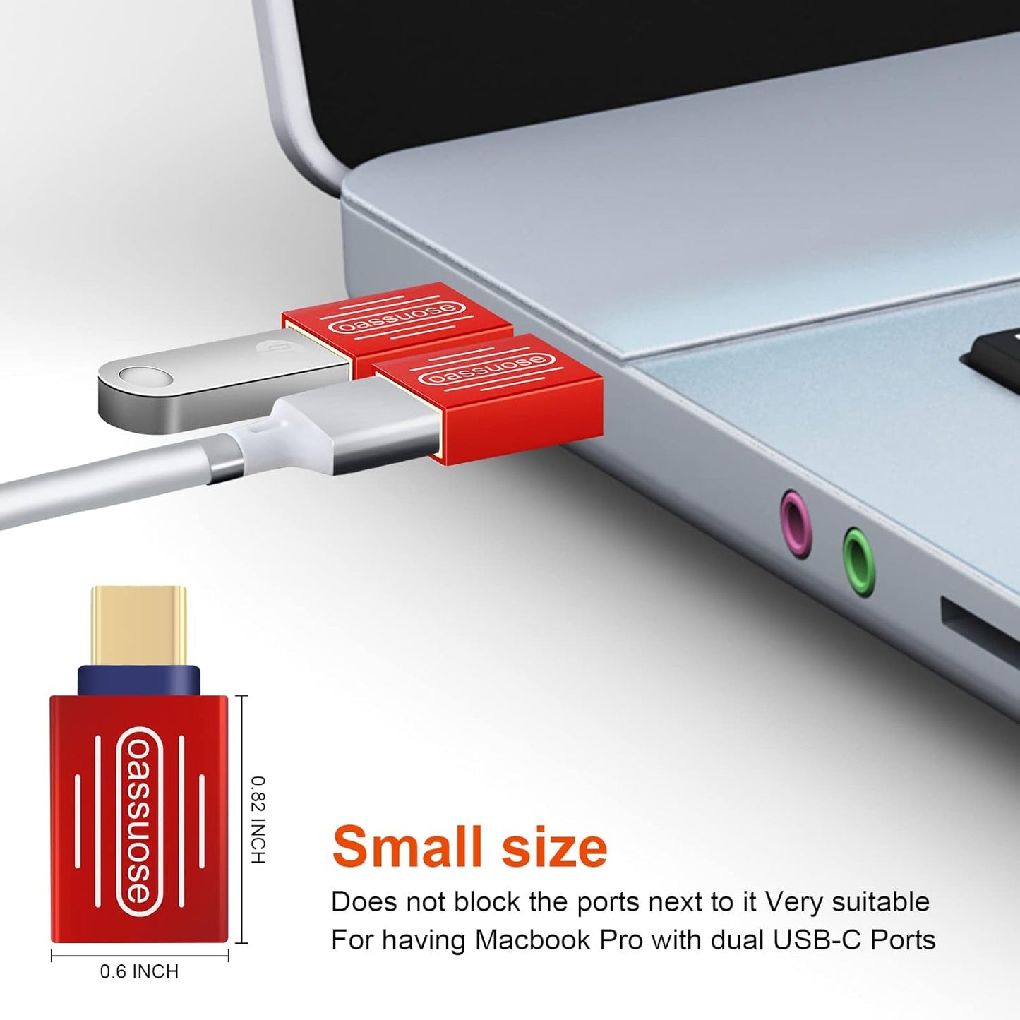 USB C to USB 3.0 Adapter [4-Pack Gold-Plated]，USB C Male to USB 3.0 Female OTG Adapter for MacBook Pro 2020,MacBook Air 2020,iPad mini/Pro 2021,iMac 2020 and Other Type C Devices (Red)