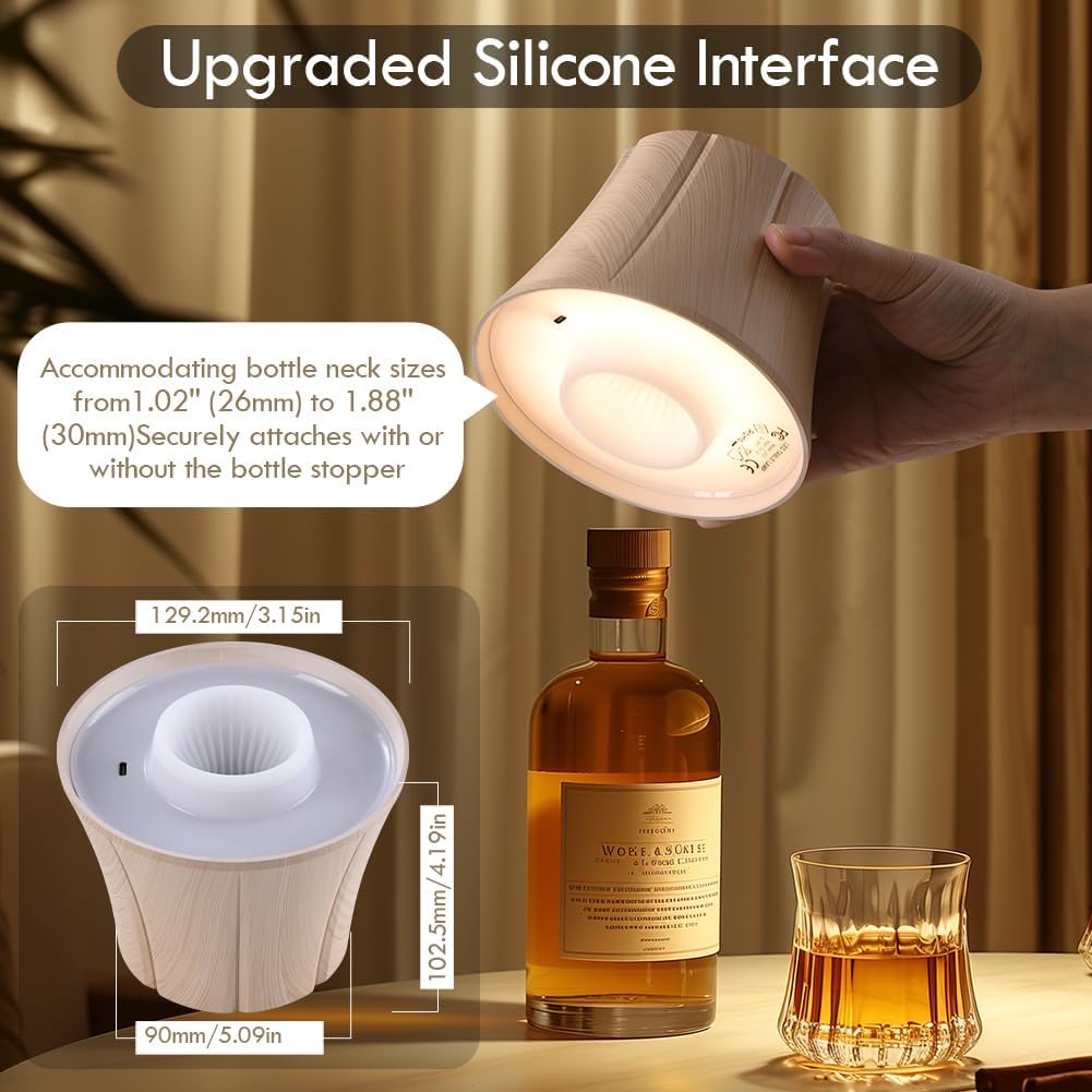WILIT Wireless Bottle Lamp Shades for Table Lamps, 3 Level Brightness Bottle Lights for Liquor Bottles Topper, Led Bar Table Lamp, Home Bar Decor, Room Decor Accessories, Gifts for Men Women