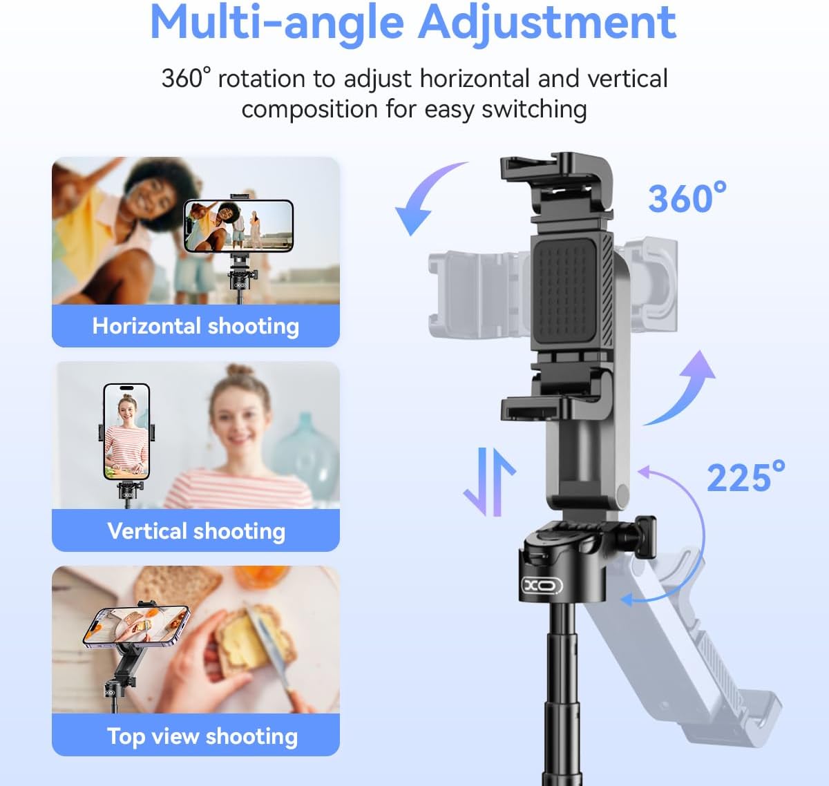 Retractable Mini Tripod for Cell Phone, Portable Selfie Stick Travel Phone Tripod with Remote Control Cell Phone Holder, Sturdy & Stable Adjustable Multi-Angle Shot Selfie Stick for Video Recording