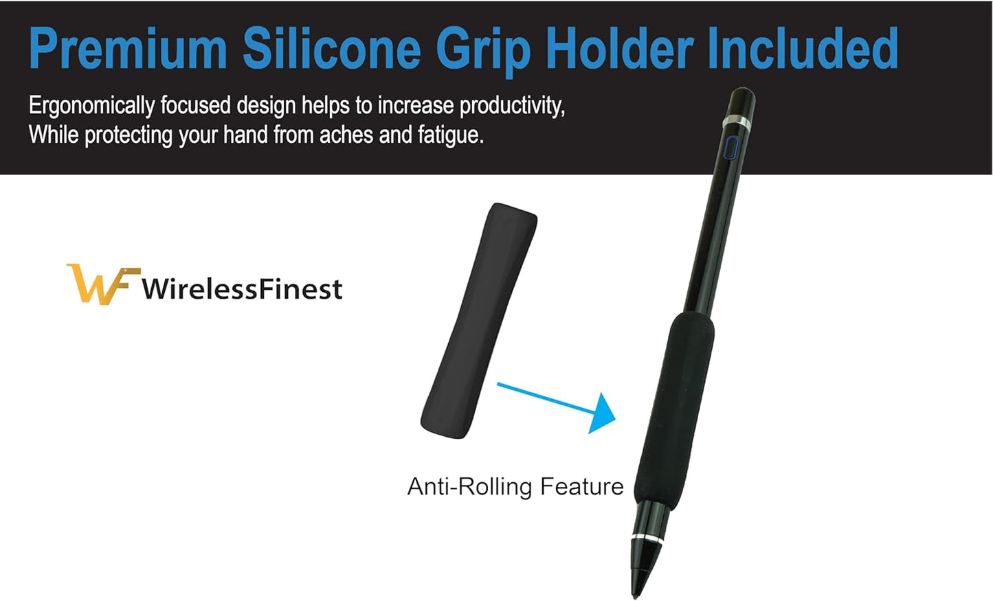 Black Stylus Pen Pencil 1st Gen Generation Replacement for Apple iPad Pro 1st 2nd iPad 1st 2nd 3rd 4th 5th iPad mini 1 2 3 4 iPad Air 1st 2nd iOS Android Capacitive Tablet Touch Screen+Free Holder