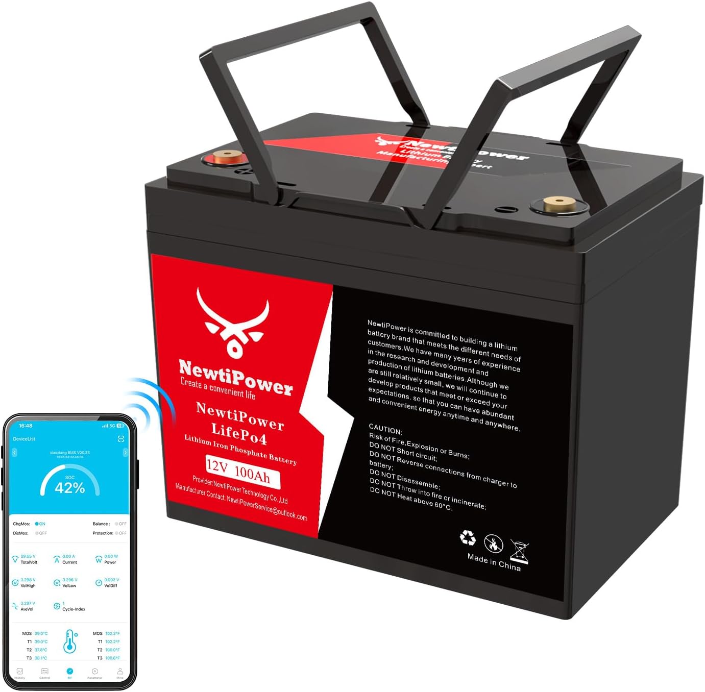 12V 100Ah Lithium LiFePO4 Battery with 100A BMS Grade A Cells Deep Cycle Rechargeable Battery,10000+ Cycles,Perfect for Golf Cart,Off Grid Applications (12.8V 100Ah)