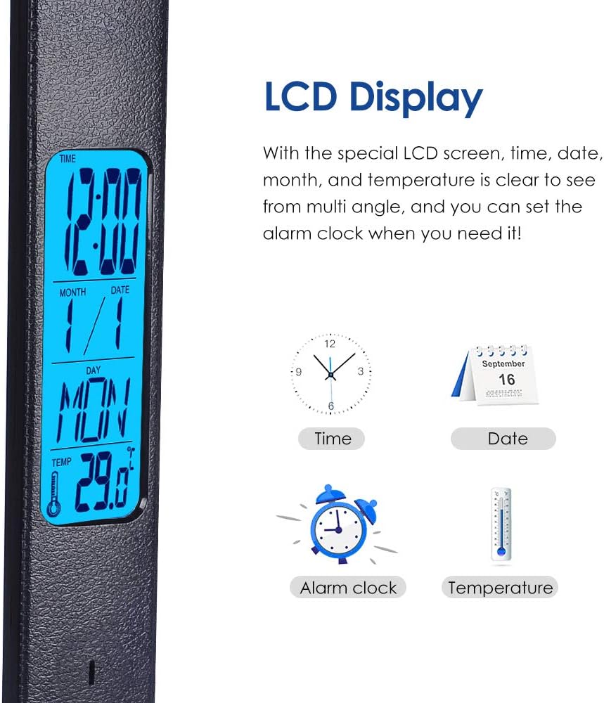 Multifunctional LED Desk Lamp with Wireless Charger,USB Charging Port,Clock,Phone Holder,Desk Lamps for Home Office,Eye-Caring Reading Lamp,Study Lamp for Boys,Girls,Teens,Black