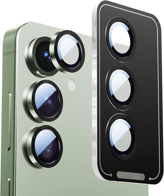 X-it Camera Lens Protector for Samsung S25, 9H Tempered Glass, Independent Metal Aluminum Edge Original Protection Design, Suitable for Phone Case, Anti-scratch, Anti-reflective,Mint