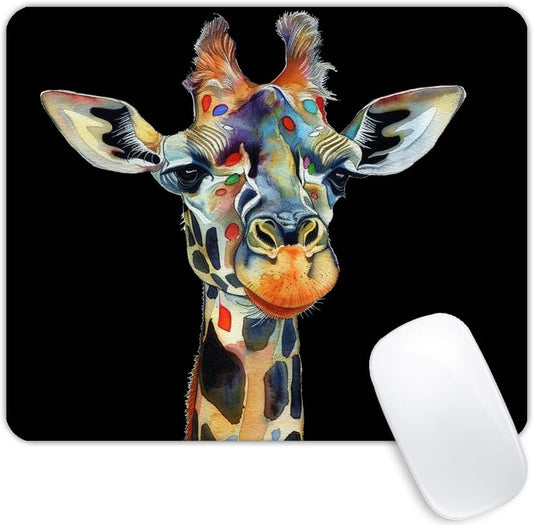Square Mouse Pad Colorful Artistic Giraffe-1,Gaming Mouse Pads for Desk,Soft Computer Waterproof Non-Slip Mouse Mat