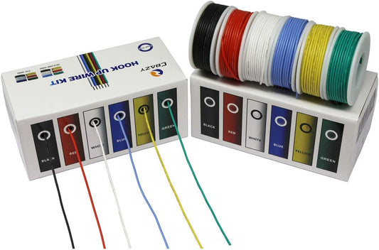 22 Gauge Flexible Silicone Wire Hook Up Kit - 6 Colors, 19.6 Feet Each, 22 AWG Stranded Electric Wire