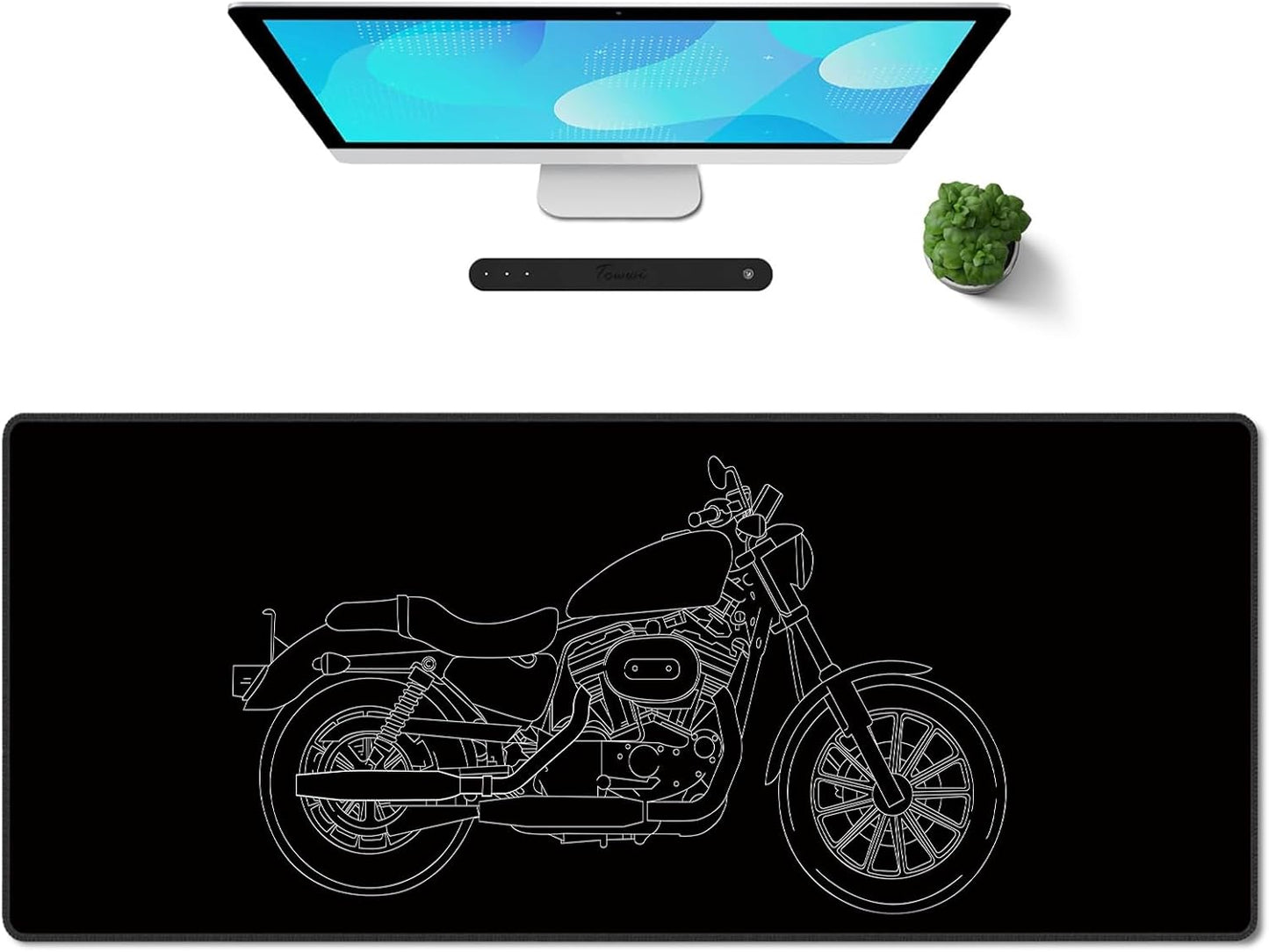 Galdas Gaming Mouse Pad XXL XL Large Long Extended Big Mousepad Non-Slip Rubber Keyboard Mouse Pad with Stitched Edges for Laptop Home Office (31.5x11.8x0.08 Inch) … (Motor)