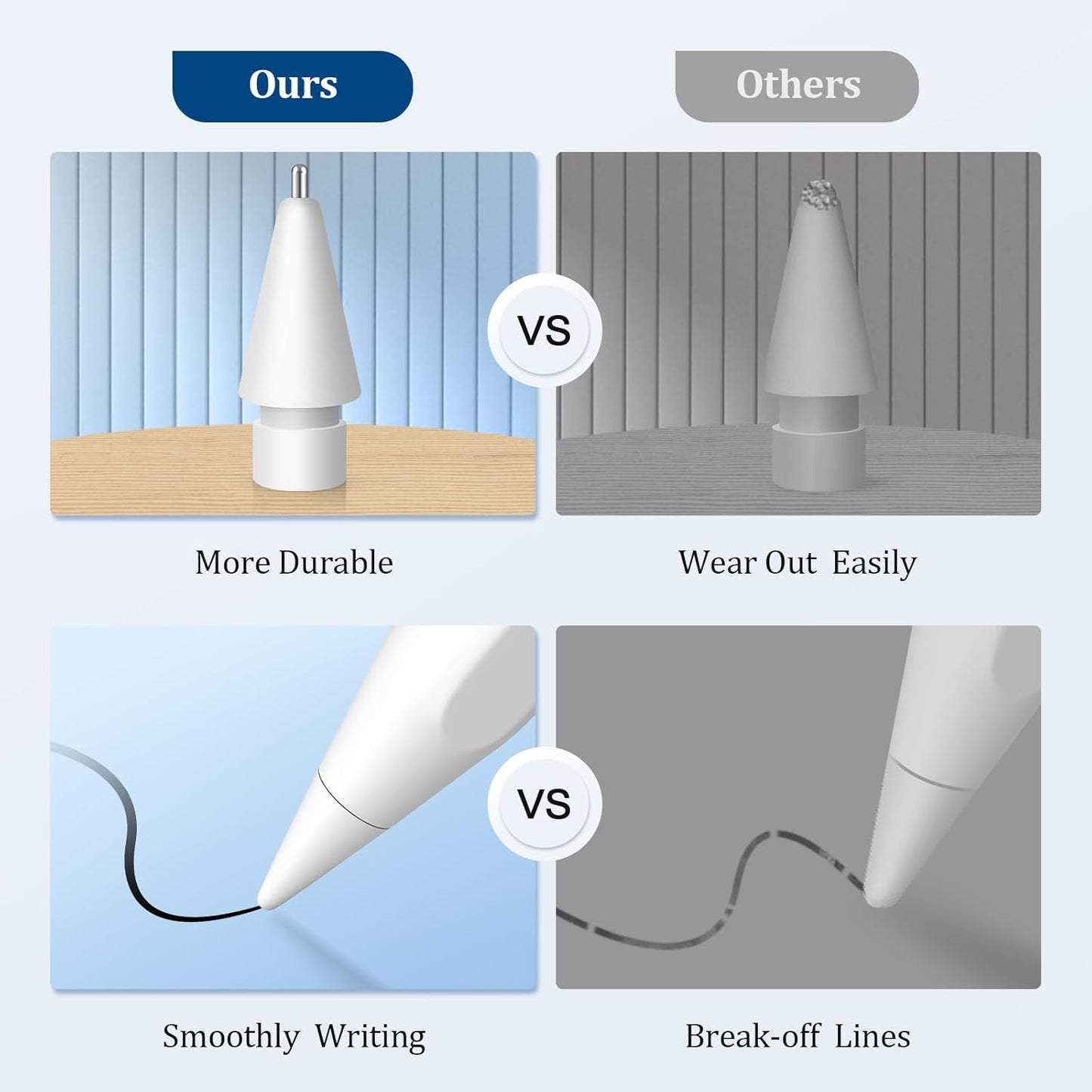 Upgraded Replacement Tips for Apple Pencil 2nd Generation/1st Gen/USB-C & Apple Pencil Pro - Metal Apple Pen Nibs Accessories for iPad Pro Pencil (4 Pack)