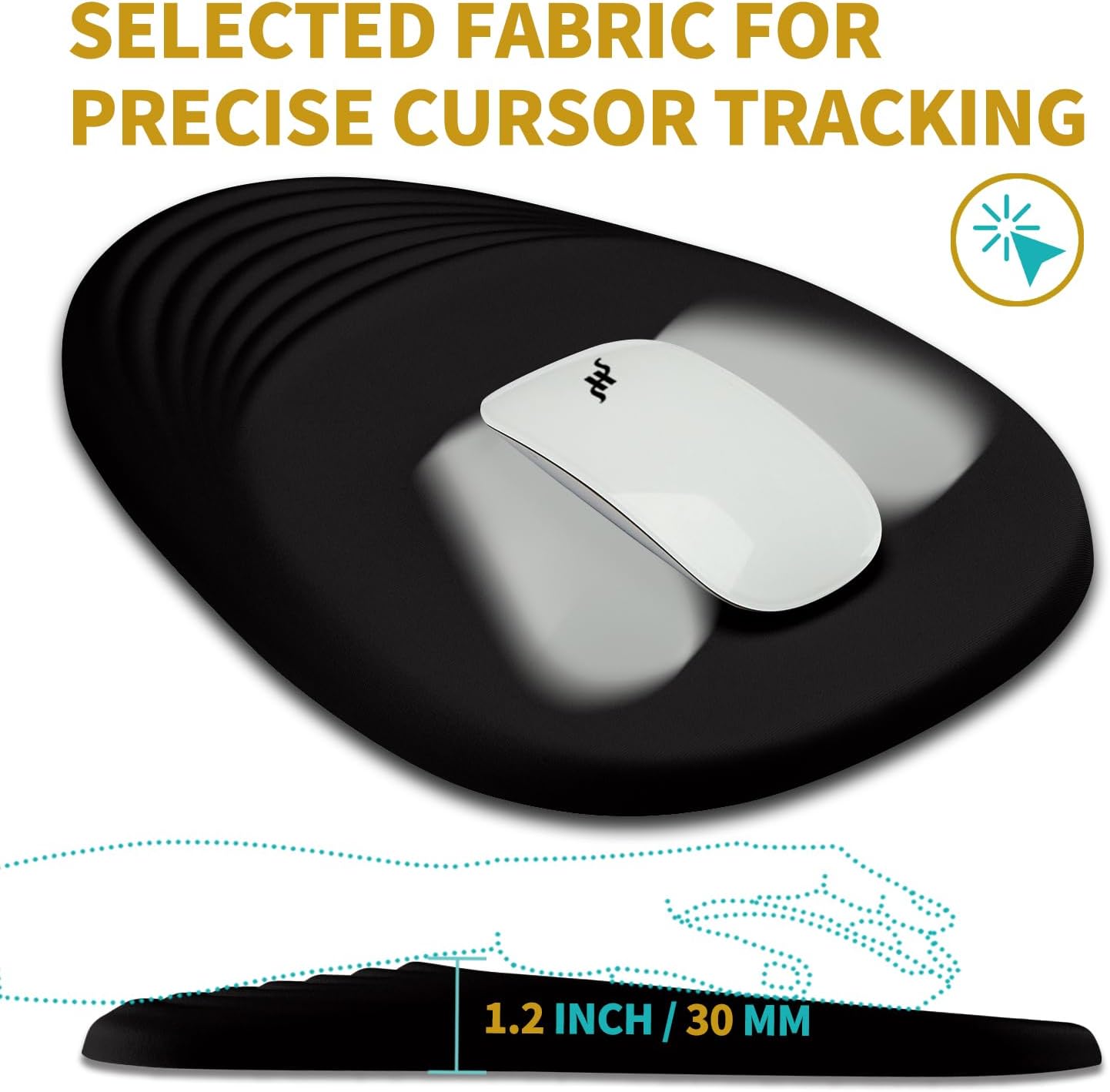 Hokafenle Ergonomic Mouse Pad Wrist Support with Stepped-Wedge Design, Wrist Rest Pain Relief Mousepad Filled with Memory Foam, Carpal Tunnel Mousepad for Wireless Mouse(12x8 inch, Black)