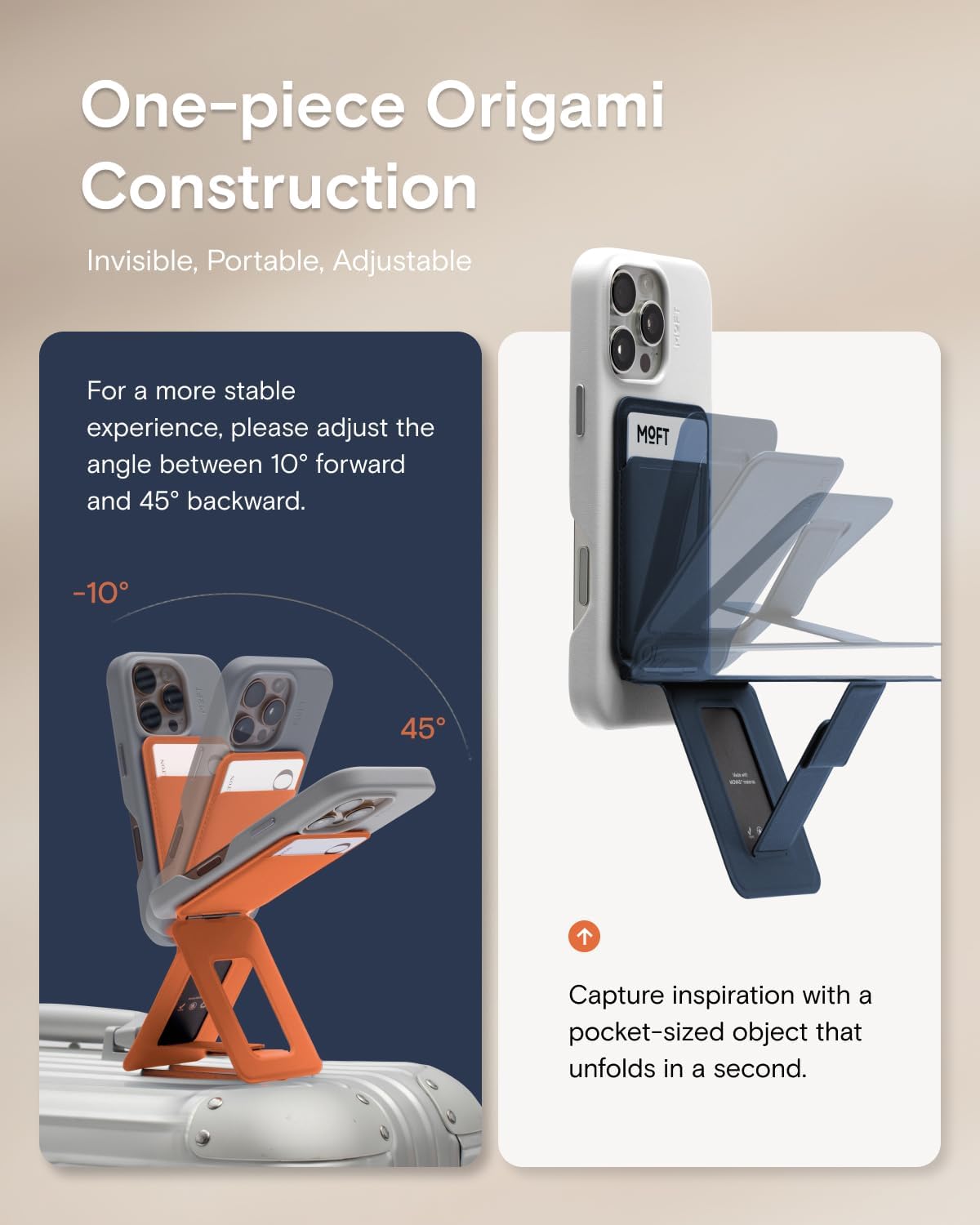 MOFT Phone Tripod Wallet for iPhone, Mulit-Angles, Lightweight & Portable Phone Stand, MOVAS Vegan Leather Magnetic Wallet, Strong Magnets, NFC Card Holder,Travel Essential, Jet Black (With Card Slot)