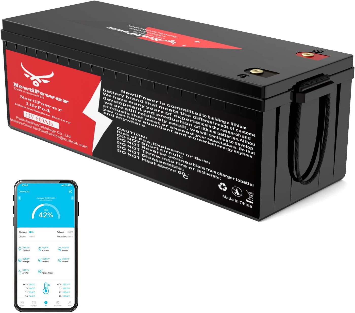 12V 600Ah Lithium LiFePO4 Battery with 250A BMS Grade A Cells Deep Cycle Rechargeable Battery,10000+ Cycles,Perfect for Golf Cart,Off Grid Applications (12.8V 600Ah-BLU)