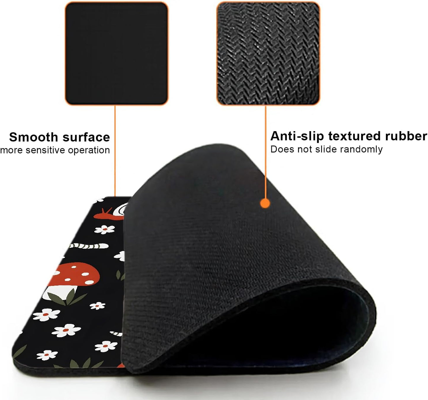 Mouse Pad, Cute Abstract Art Red Mushroom Mouse Pads for Desk, 9.5" x 7.9" Non-Slip Rubber Base Computer Mousepad with Women, Portable Square Design for Wireless Mouse and Pad Laptop Office & Travel