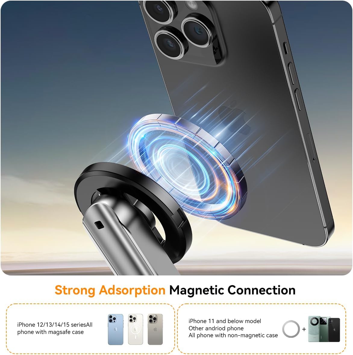 Magnetic Selfie Stick for iPhone,4 in 1 Multifunctional Portable Selfie Sticks Retractable Cell Phone Travel Tripod with Remote Control, Mini Tripod Phone Stand for iPhone 16/15/14/13/12 Series