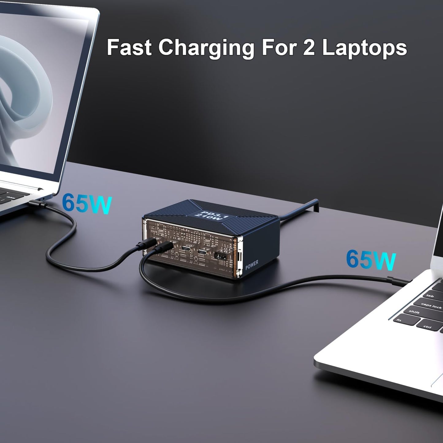 210W USB C Charger, Graaci GaN 5-Port PD3.1 140W 100W PPS Fast Charging Station, Type C Laptop Wall Charger Power Adapter for MacBook Pro/Air M2, iPhone 15 Pro, Galaxy S23 Ultra, Pixel 8, Steam Deck