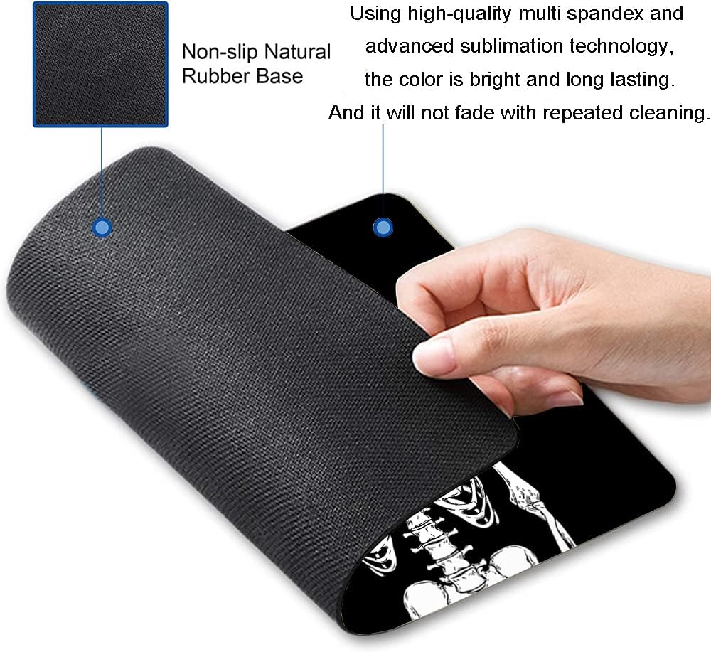 IMAYONDIA Black Human Skeleton Mouse Pad - Square Waterproof Non-Slip Rubber Base MousePads for Computer Laptop