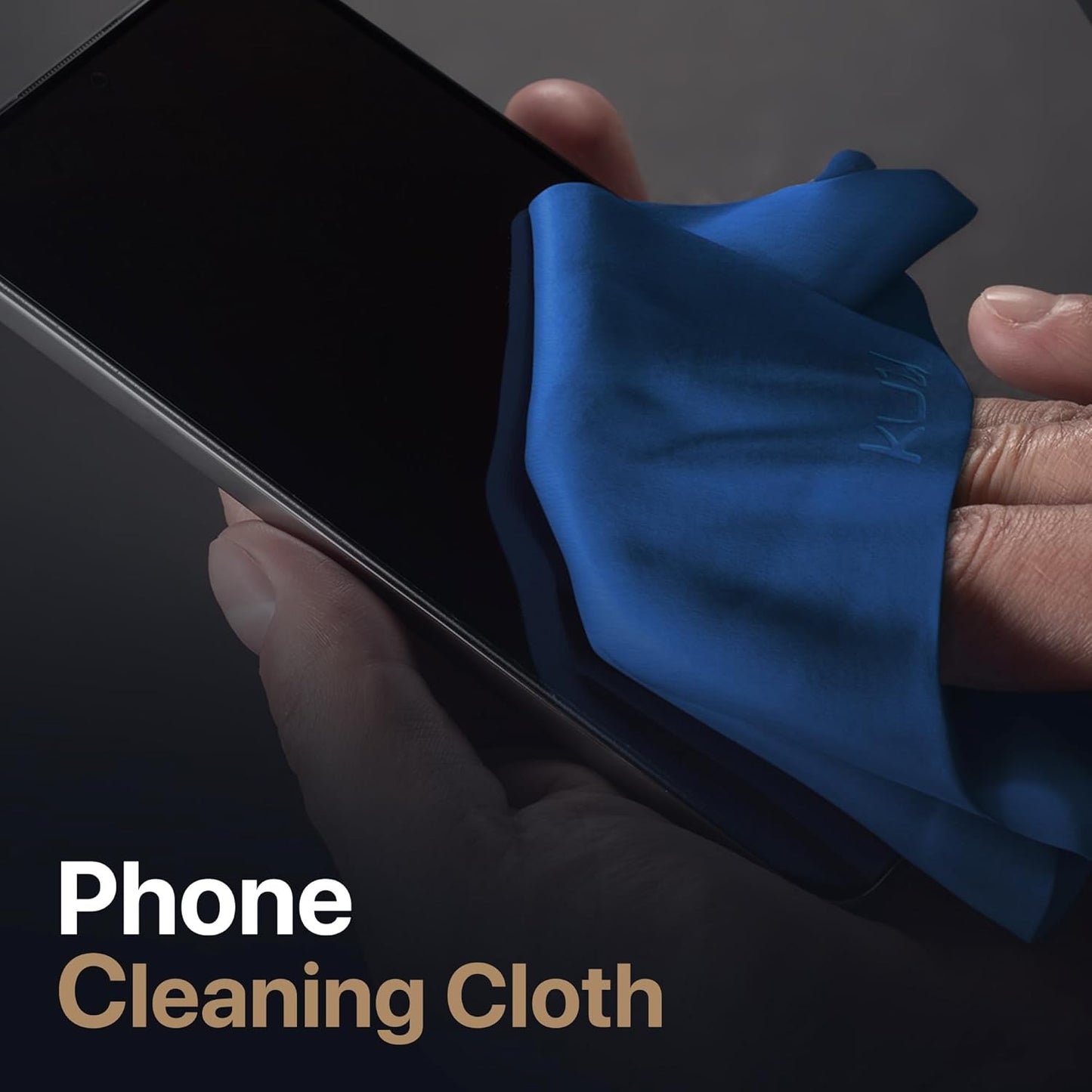 Kuzy 3 Pack Premium Microfiber Cleaning Cloth - Large Reusable Cloth for Glasses, Screens, MacBook Laptops, TVs, and Electronics - Scratch-Free, Lint-Free Cleaner, 3 Pack - Navy Blue