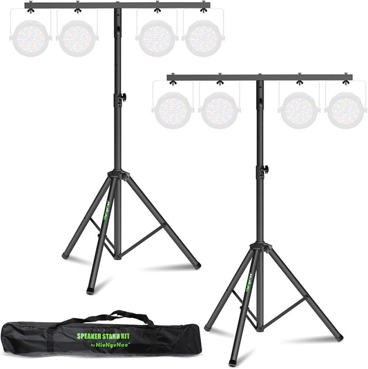 Dj Light Stand Metal T-Bar Stage Stand for Par Lights Tripod Light Stand with Crossbar Mount, with a Carry Bag, Set of 2