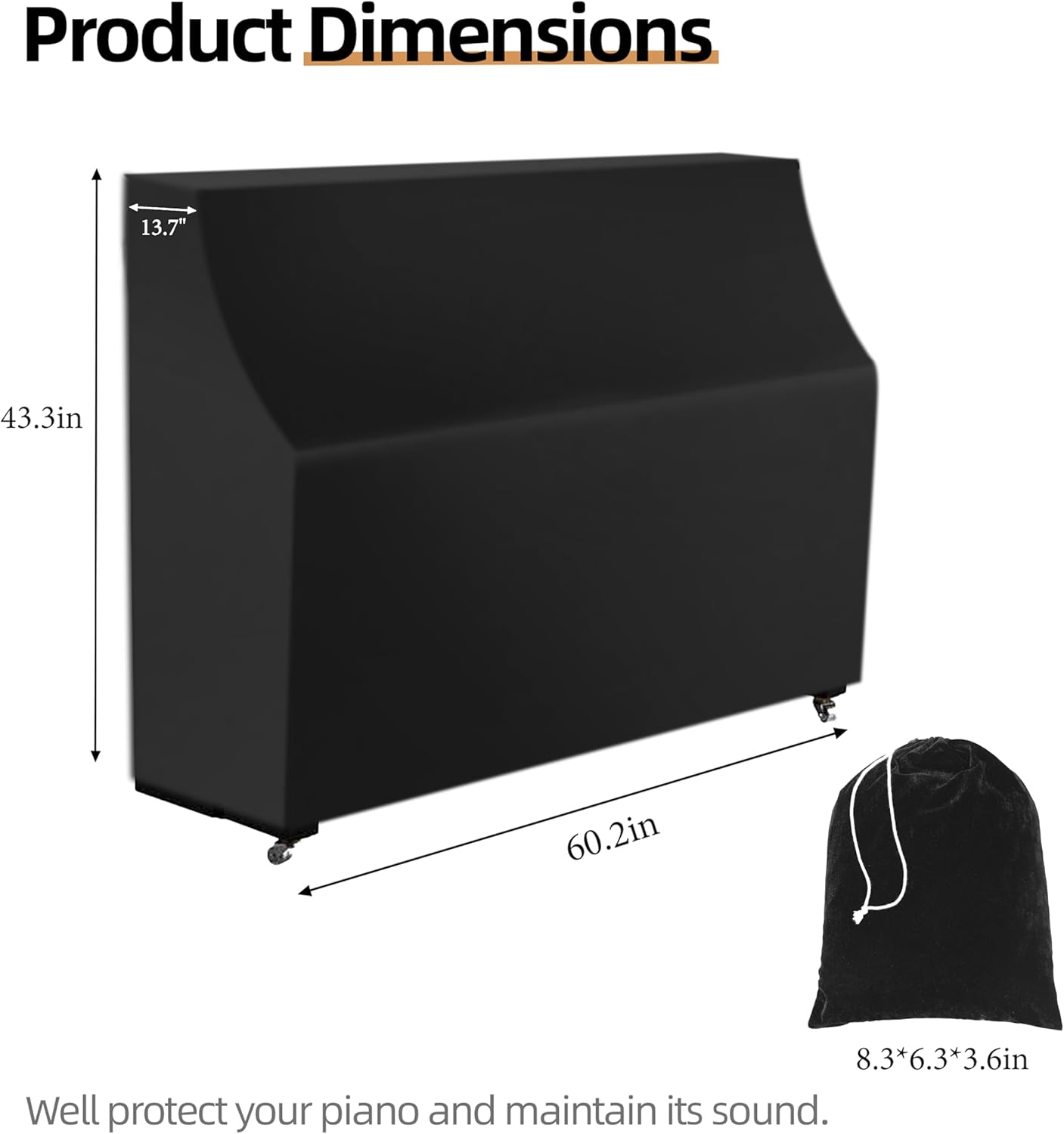 Upright Piano Keyboard Dust Cover, Stretchy Music Dirt Proof Keyboard Cover With Durable Elastic & Cord Lock Must Have Piano Accessories