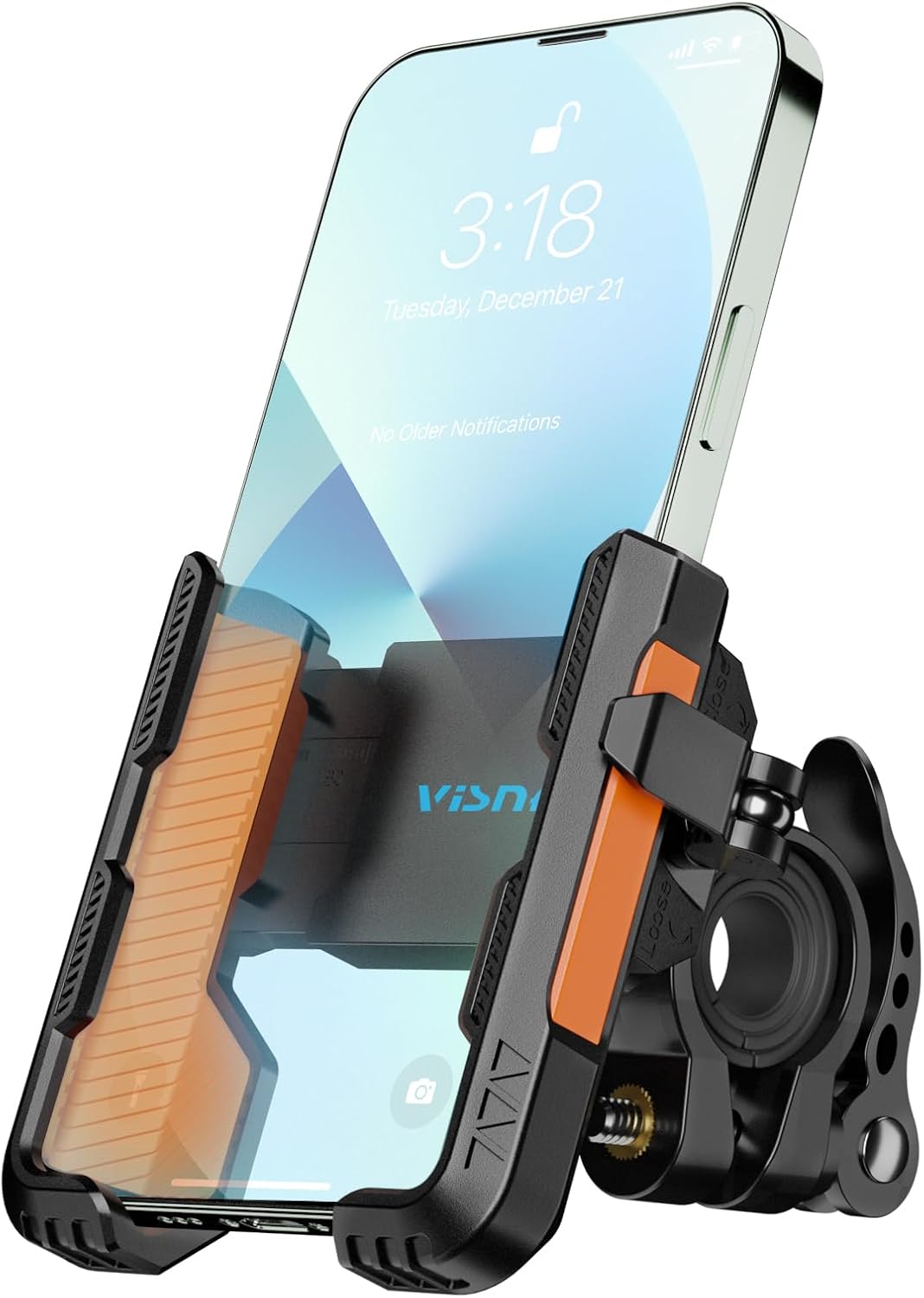 New Upgraded Bike Phone Mount Holder Two Connectors Quickly Lock and Release,360°Rotatable Bicycle Motorcycle Scooter Accessories Handlebar Phone Clip for 4.0"-7.0" Smartphone (Orange)