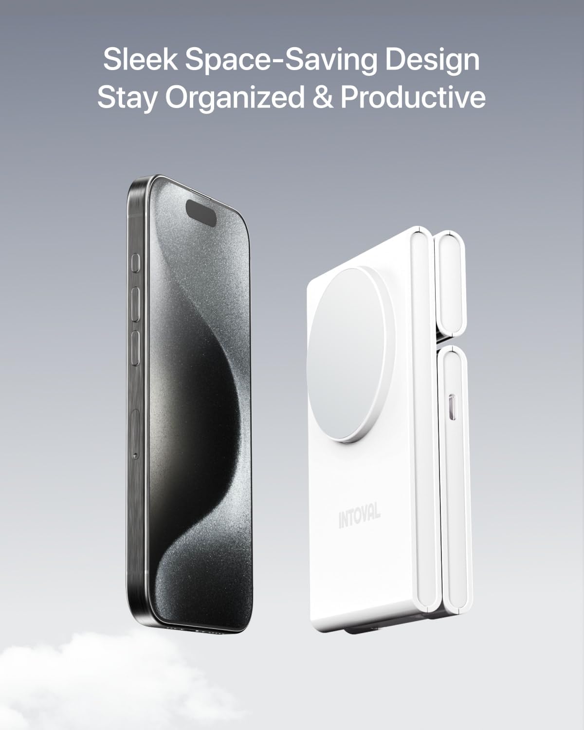 Intoval 3-in-1 Magnetic Charging Station, Travel Foldable Charging Dock for Magsafe iPhone 16 to 12(Plus/Pro/Pro Max), Apple Watch and AirPods, Desk and Bedside Trio Magnetic Stand (M5, White)