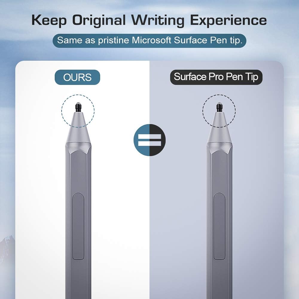 MoKo Pen Tips for Surface Pen (6 Packs), Surface Pen Tip Replacement Kit Compatible with Surface Pro 2017 Pen (Model 1776) / Surface Pro 4 Pen, 3 HB Original Pen Nibs Refill for Stylus Pen, Black