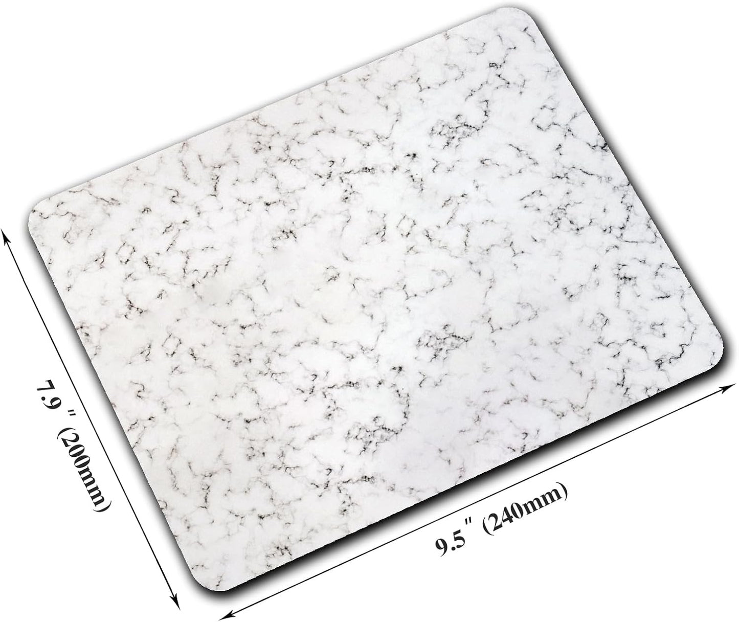 White Marble Black Texture Mouse Pads for Desk, Portable Wireless Computer Mouse pad Small Design with Women, Non-Slip Rubber Base Laptop Mousepad 9.5" x 7.9" Smooth Surface for Office & Travel