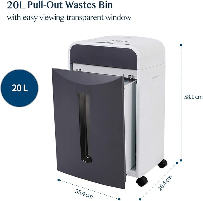 WOLVERINE 6-Sheet 2x6mm Super Micro Cut High Security Level P-5 Ultra Quiet Paper/Credit Card Shredder for Home Office by Manganese-Steel Cutter and 5 Gallons Pullout Waste Bin SD9610