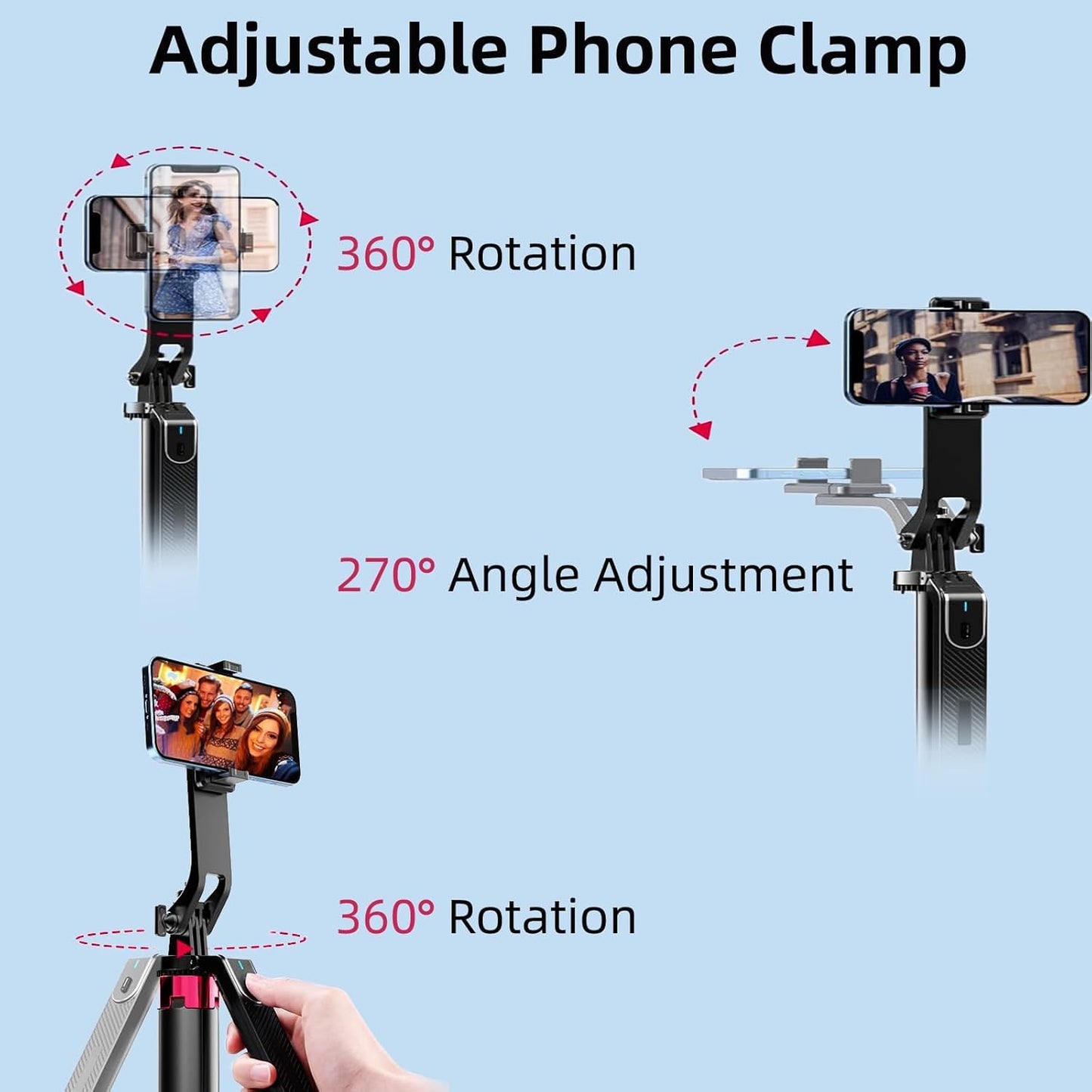 WOVTE 71" Selfie Stick with 2 Lights, Extendable Stand for iPhone, Selfie Stick with Remote, Portable Phone Tripod for Cell Phone Compatible with iPhone/Android, Camera & GoPro