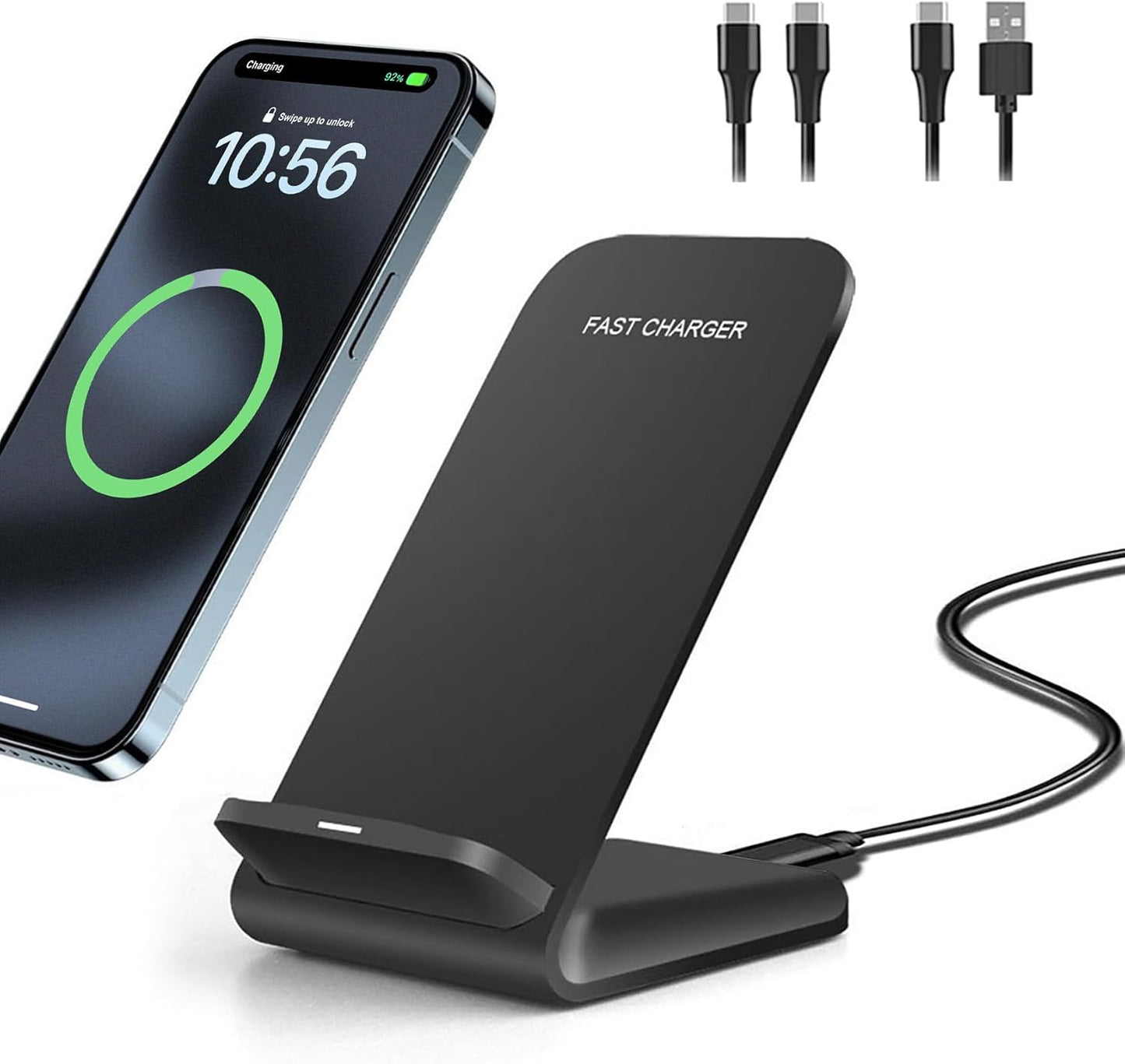 20W Fast Wireless Charger,Wireless Charging Stand Compatible with iPhone 16,16 Pro,15,14,13,12,11 Series/X/XS,Phone Charger for Galaxy S25/S24/S23/Note,Pixel/LG (No Plug)
