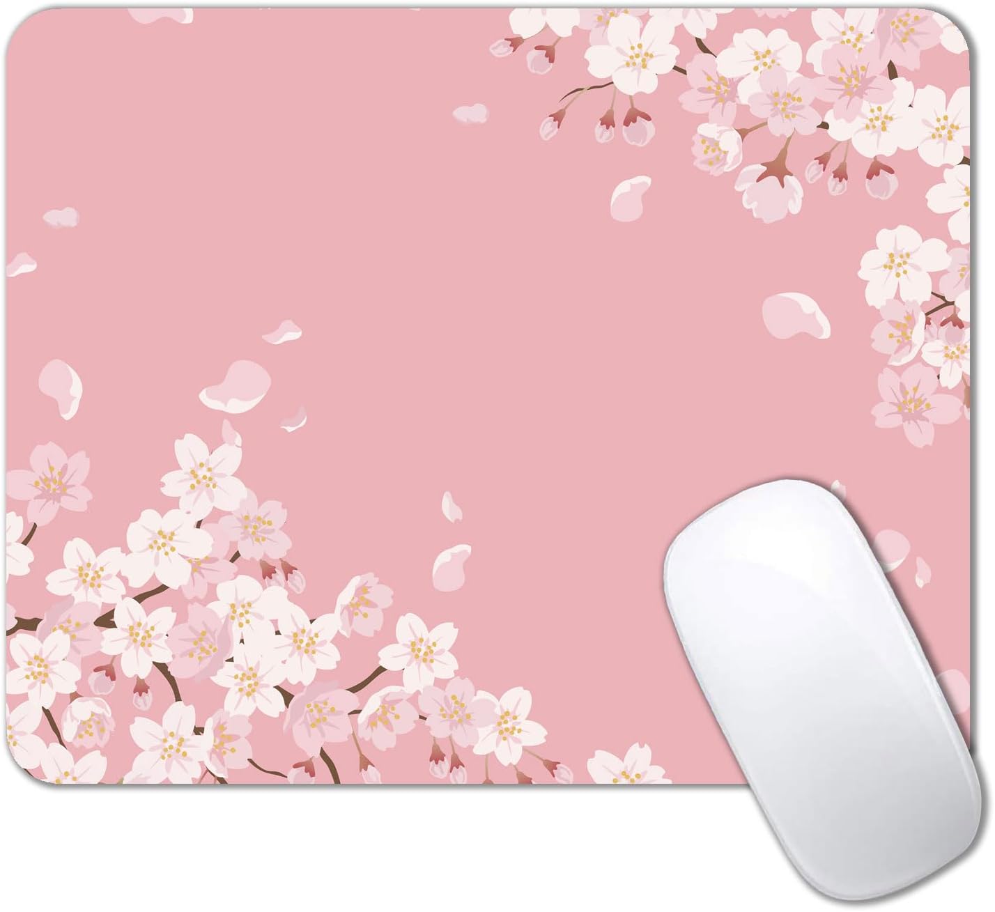 IMAYONDIA Cute Pink Mouse Pad, Floral Flowers Mouse Pad, Sakura Cherry Blossom Mousepad, Japanese Aesthetic Desk Decor, Anti Slip Rubber Base Mice pad for Computer Office Girl, 9.5 x 7.9 Inch