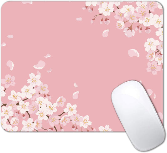 IMAYONDIA Cute Pink Mouse Pad, Floral Flowers Mouse Pad, Sakura Cherry Blossom Mousepad, Japanese Aesthetic Desk Decor, Anti Slip Rubber Base Mice pad for Computer Office Girl, 9.5 x 7.9 Inch
