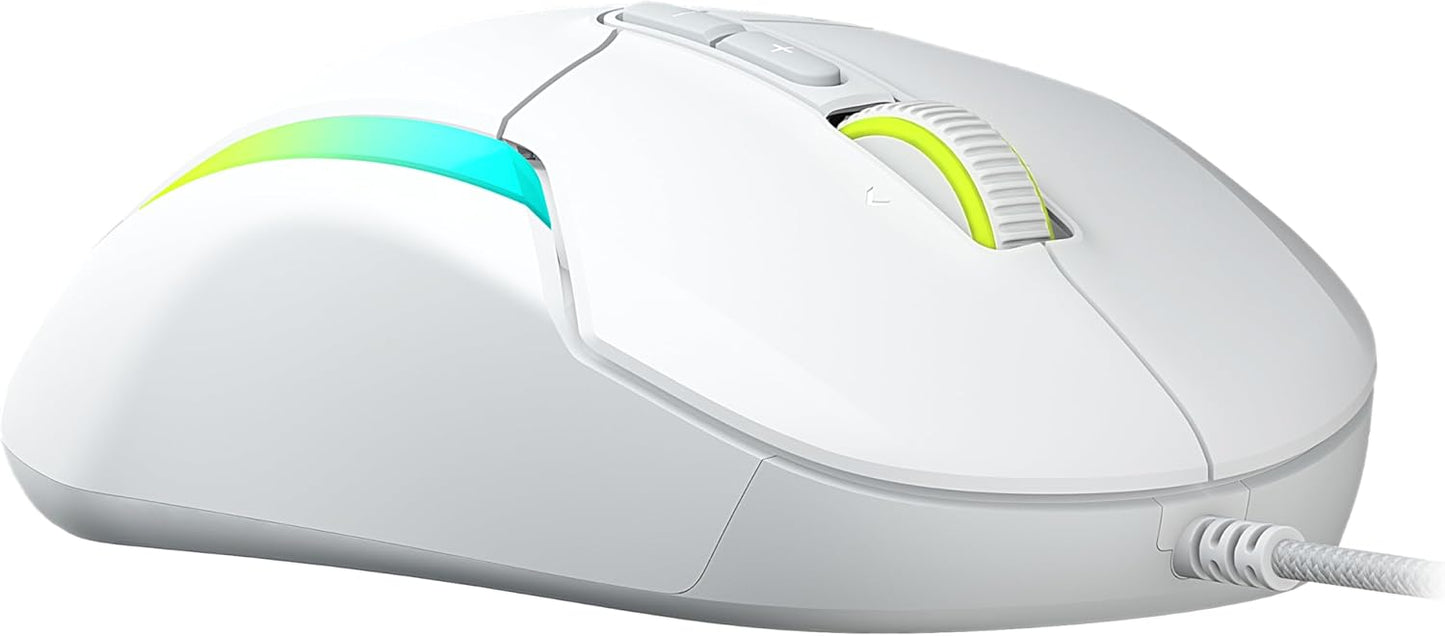 Turtle Beach Kone II – Wired Ergonomic RGB Gaming Mouse, 26K DPI Optical Sensor, 100M Click Life Optical Switches, 23 Customizable Inputs, 4D Scroll Wheel, Pure PTFE Glides - Arctic White