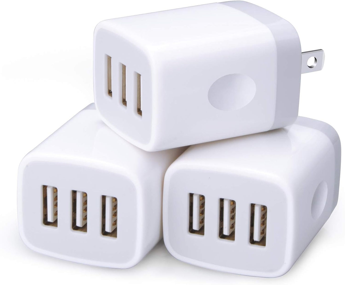 USB Charging Plug, Wall Charger Adapter, Sicodo 3Pack Universal Travel 3.1A 3Muti Port Fast Charging Block Compatible with iPhone 16 15 14 13 12 SE 11Pro,Samsung Galaxy S24 S23 S22 S21 Ultra, Google