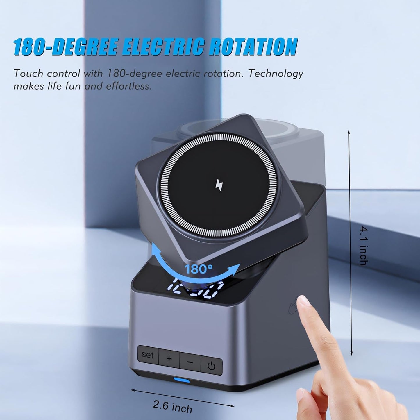 4-in-1 Charging Station Compatible with Magsafe, 15W Fast Wireless Charger Stand with LED Clock, Adjustable Metel Phone Stand for iPhone 16/15/14/13/12 Series, Apple Watch, AirPods