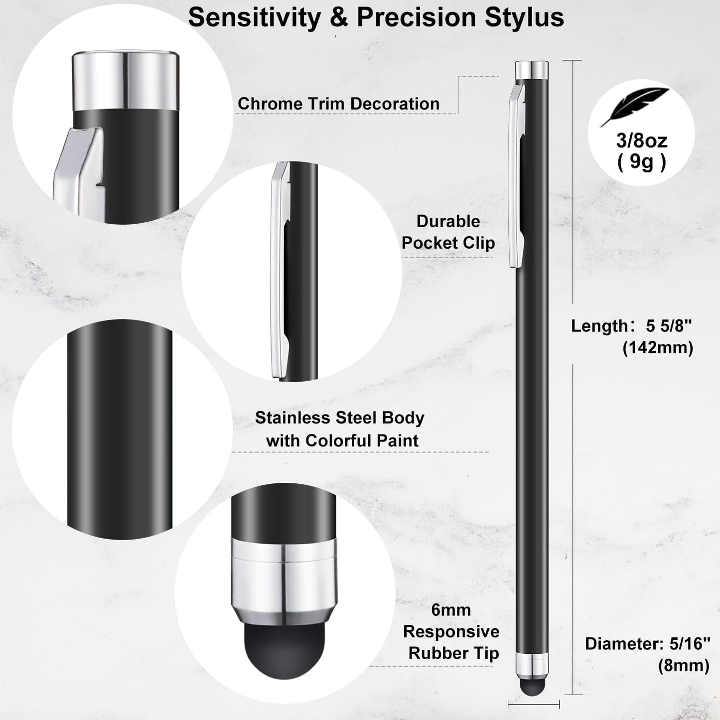 Stylus Pens for Touch Screens 12 Pack Linfanc Stylus Pen for iPad High Sensitivity and Precision Capacitive Stylus Pen forTouchscreen, 12 Pc Matte Black Stylus Pen with Extra 24 Replacement Tips